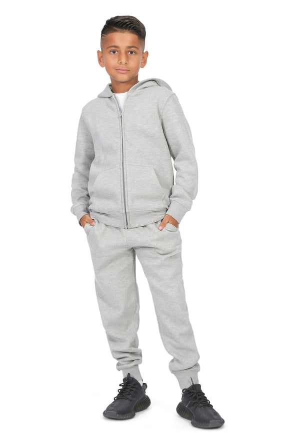 EVERYDAY KIDS Boys Heather Gray Zip-Up Hoodie – Soft Fleece Jacket with Hood – All-Season Kids Sweatshirt for School, Play, or Layering