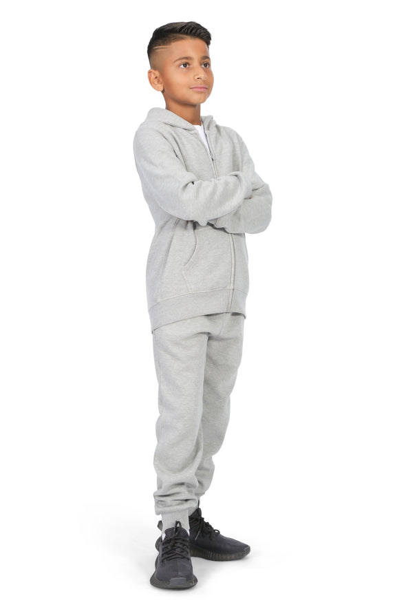 EVERYDAY KIDS Boys Heather Gray Zip-Up Hoodie – Soft Fleece Jacket with Hood – All-Season Kids Sweatshirt for School, Play, or Layering
