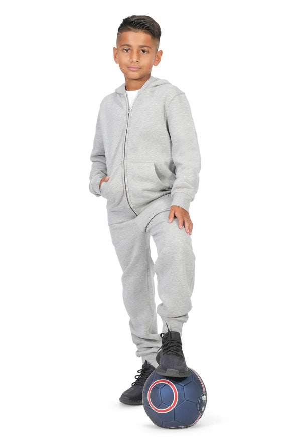 EVERYDAY KIDS Boys Heather Gray Zip-Up Hoodie – Soft Fleece Jacket with Hood – All-Season Kids Sweatshirt for School, Play, or Layering