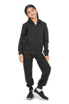 EVERYDAY KIDS Girls Black Zip-Up Hoodie  – Soft Fleece Jacket with Hood – All-Season Kids Sweatshirt for School, Play, or Layering