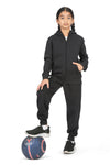 EVERYDAY KIDS Girls Black Zip-Up Hoodie  – Soft Fleece Jacket with Hood – All-Season Kids Sweatshirt for School, Play, or Layering