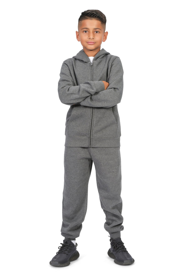 EVERYDAY KIDS Boys Charcoal Gray Zip-Up Hoodie – Soft Fleece Jacket with Hood – All-Season Kids Sweatshirt for School, Play, or Layering