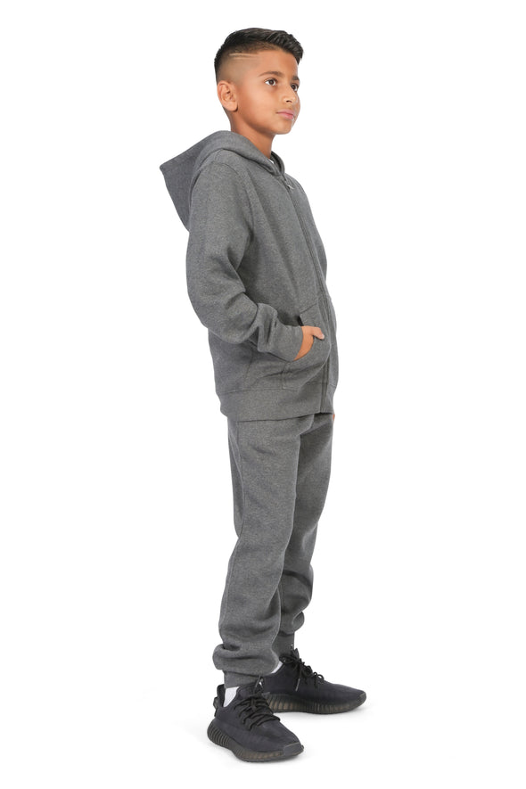 EVERYDAY KIDS Boys Charcoal Gray Zip-Up Hoodie – Soft Fleece Jacket with Hood – All-Season Kids Sweatshirt for School, Play, or Layering