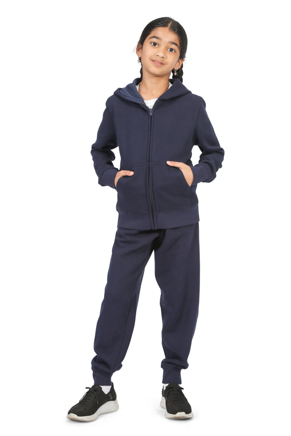 EVERYDAY KIDS Girls Navy Zip-Up Hoodie – Soft Fleece Jacket with Hood – All-Season Kids Sweatshirt for School, Play, or Layering