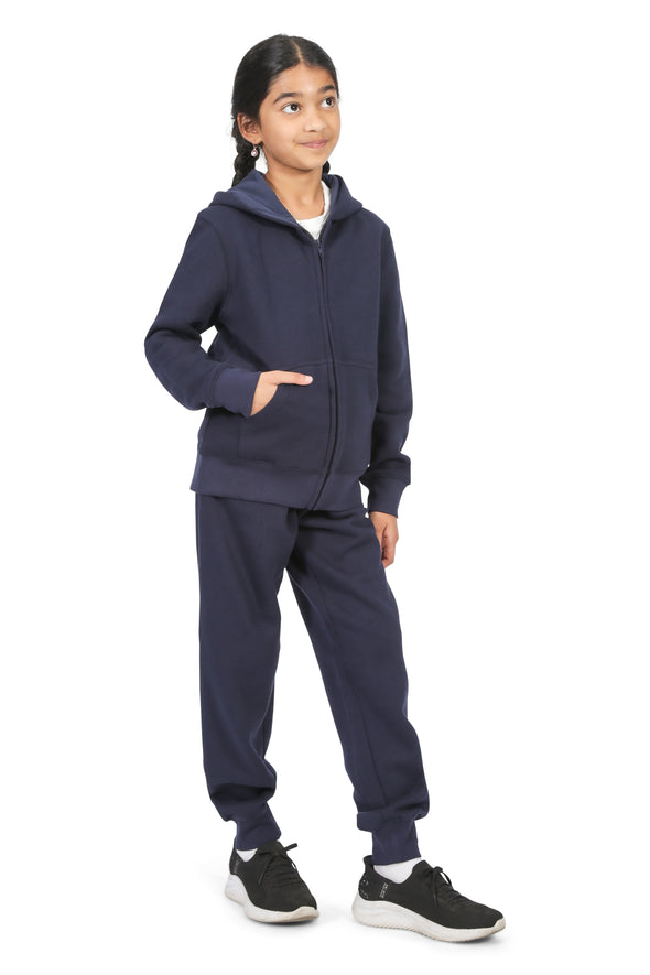 EVERYDAY KIDS Girls Navy Zip-Up Hoodie – Soft Fleece Jacket with Hood – All-Season Kids Sweatshirt for School, Play, or Layering