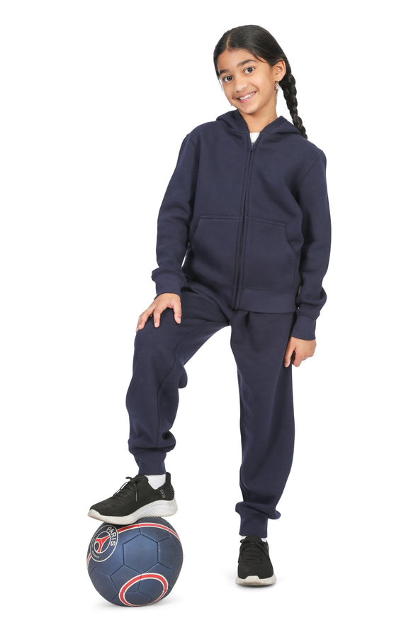 EVERYDAY KIDS Girls Navy Zip-Up Hoodie – Soft Fleece Jacket with Hood – All-Season Kids Sweatshirt for School, Play, or Layering