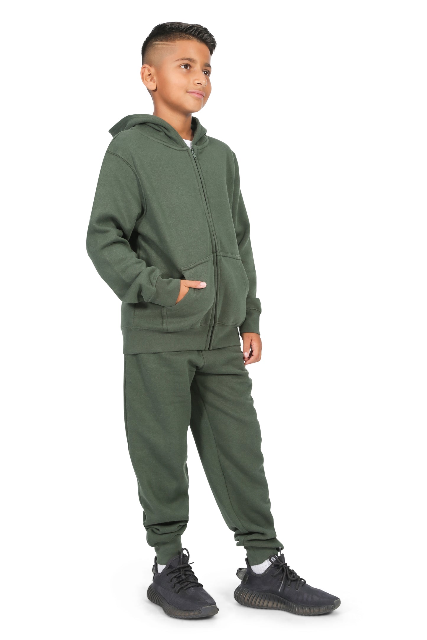 EVERYDAY KIDS Boys Green Zip-Up Hoodie – Soft Fleece Jacket with Hood – All-Season Kids Sweatshirt for School, Play, or Layering