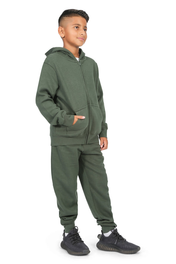 EVERYDAY KIDS Boys Green Zip-Up Hoodie – Soft Fleece Jacket with Hood – All-Season Kids Sweatshirt for School, Play, or Layering