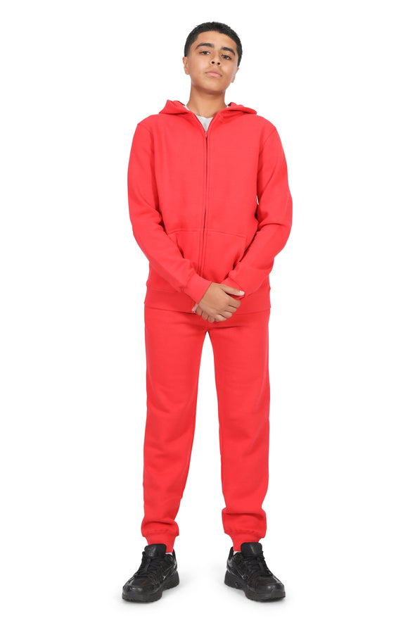 EVERYDAY KIDS Boys Red Zip-Up Hoodie – Soft Fleece Jacket with Hood – All-Season Kids Sweatshirt for School, Play, or Layering