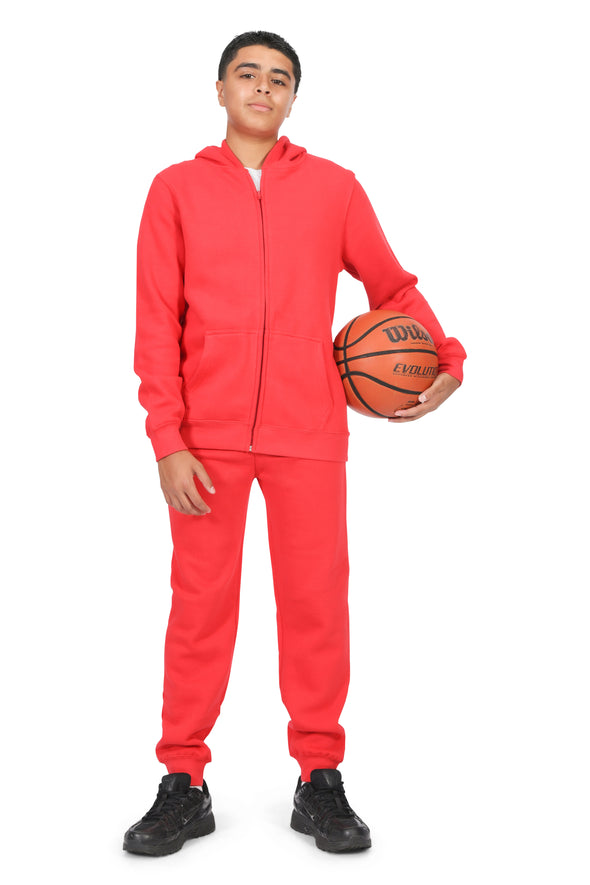 EVERYDAY KIDS Boys Red Zip-Up Hoodie – Soft Fleece Jacket with Hood – All-Season Kids Sweatshirt for School, Play, or Layering