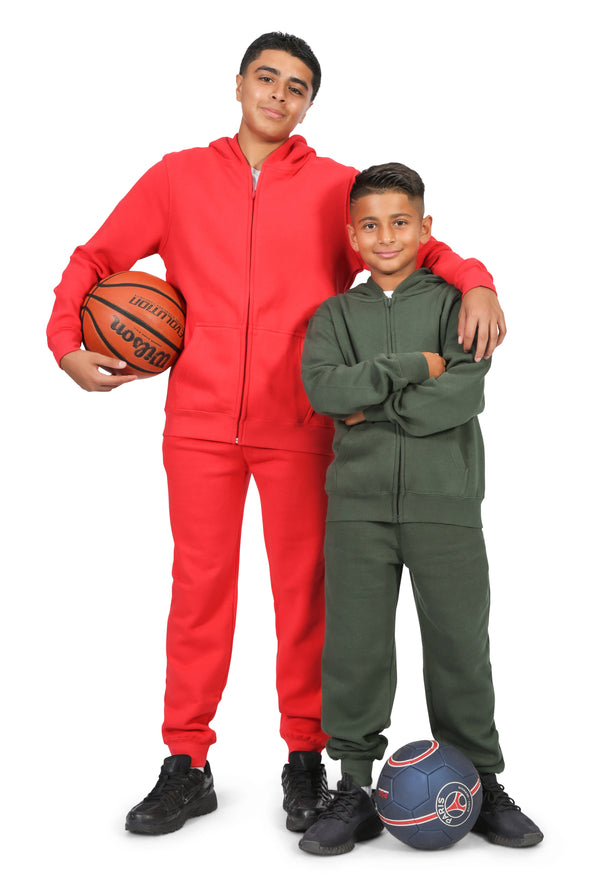 EVERYDAY KIDS Boys Red Zip-Up Hoodie – Soft Fleece Jacket with Hood – All-Season Kids Sweatshirt for School, Play, or Layering