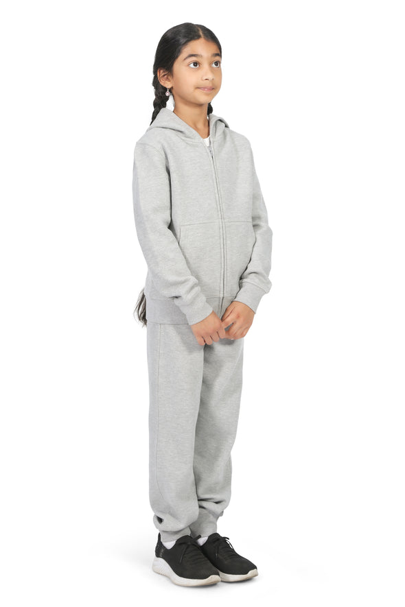 EVERYDAY KIDS Girls Heather Gray Zip-Up Hoodie – Soft Fleece Jacket with Hood – All-Season Kids Sweatshirt for School, Play, or Layering