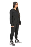 EVERYDAY KIDS Girls Black Zip-Up Hoodie  – Soft Fleece Jacket with Hood – All-Season Kids Sweatshirt for School, Play, or Layering