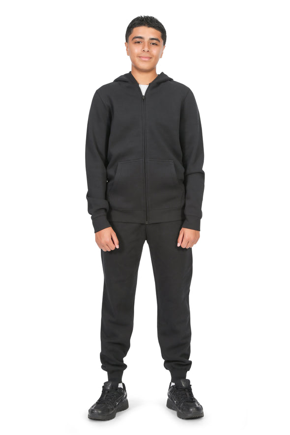 EVERYDAY KIDS Boys Black Zip-Up Hoodie  – Soft Fleece Jacket with Hood – All-Season Kids Sweatshirt for School, Play, or Layering