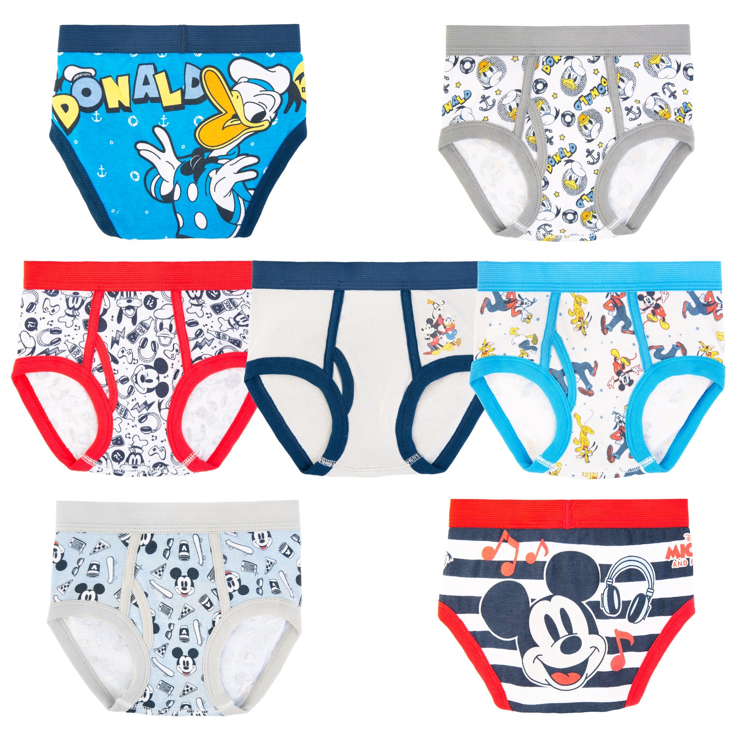 Disney Mickey Mouse Toddler Boys Briefs 7-Pack – 100% Cotton Underwear Set