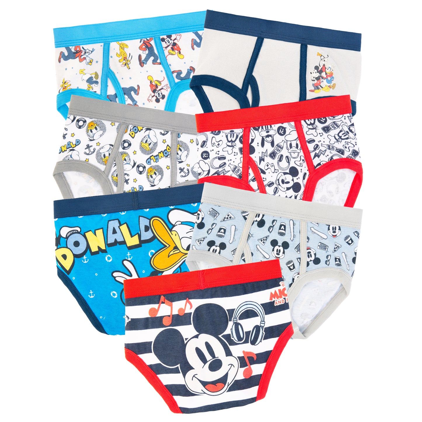Disney Mickey Mouse Toddler Boys Briefs 7-Pack – 100% Cotton Underwear Set