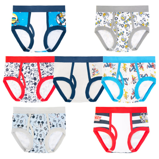 Disney Mickey Mouse Toddler Boys Briefs 7-Pack – 100% Cotton Underwear Set