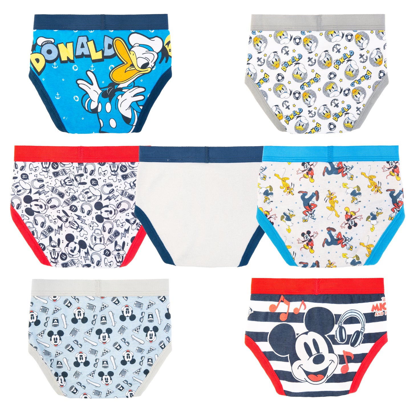 Disney Mickey Mouse Toddler Boys Briefs 7-Pack – 100% Cotton Underwear Set