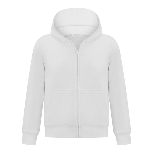 EVERYDAY KIDS Girls White Zip-Up Hoodie – Soft Fleece Jacket with Hood – All-Season Kids Sweatshirt for School, Play, or Layering