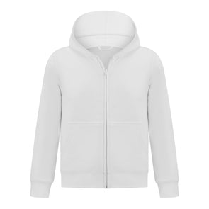 EVERYDAY KIDS Boys White Zip-Up Hoodie – Soft Fleece Jacket with Hood – All-Season Kids Sweatshirt for School, Play, or Layering