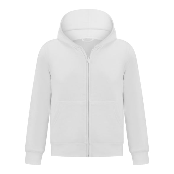 EVERYDAY KIDS Boys White Zip-Up Hoodie – Soft Fleece Jacket with Hood – All-Season Kids Sweatshirt for School, Play, or Layering