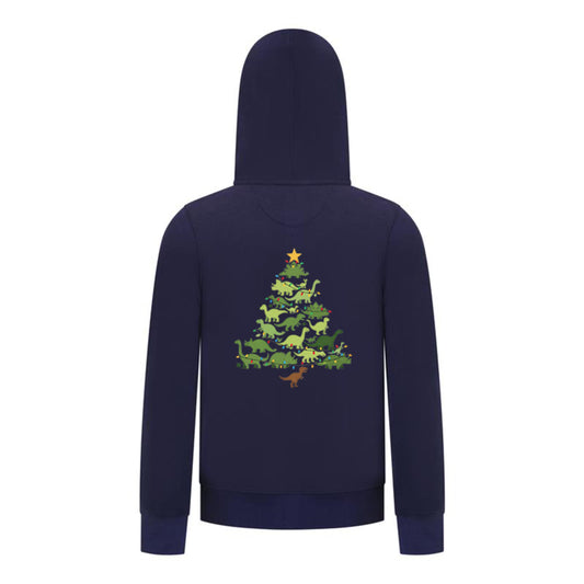 Everyday Kids Christmas Collection Dinosaur Tree Boys Zip Up Hoodie – Holiday Sweatshirt