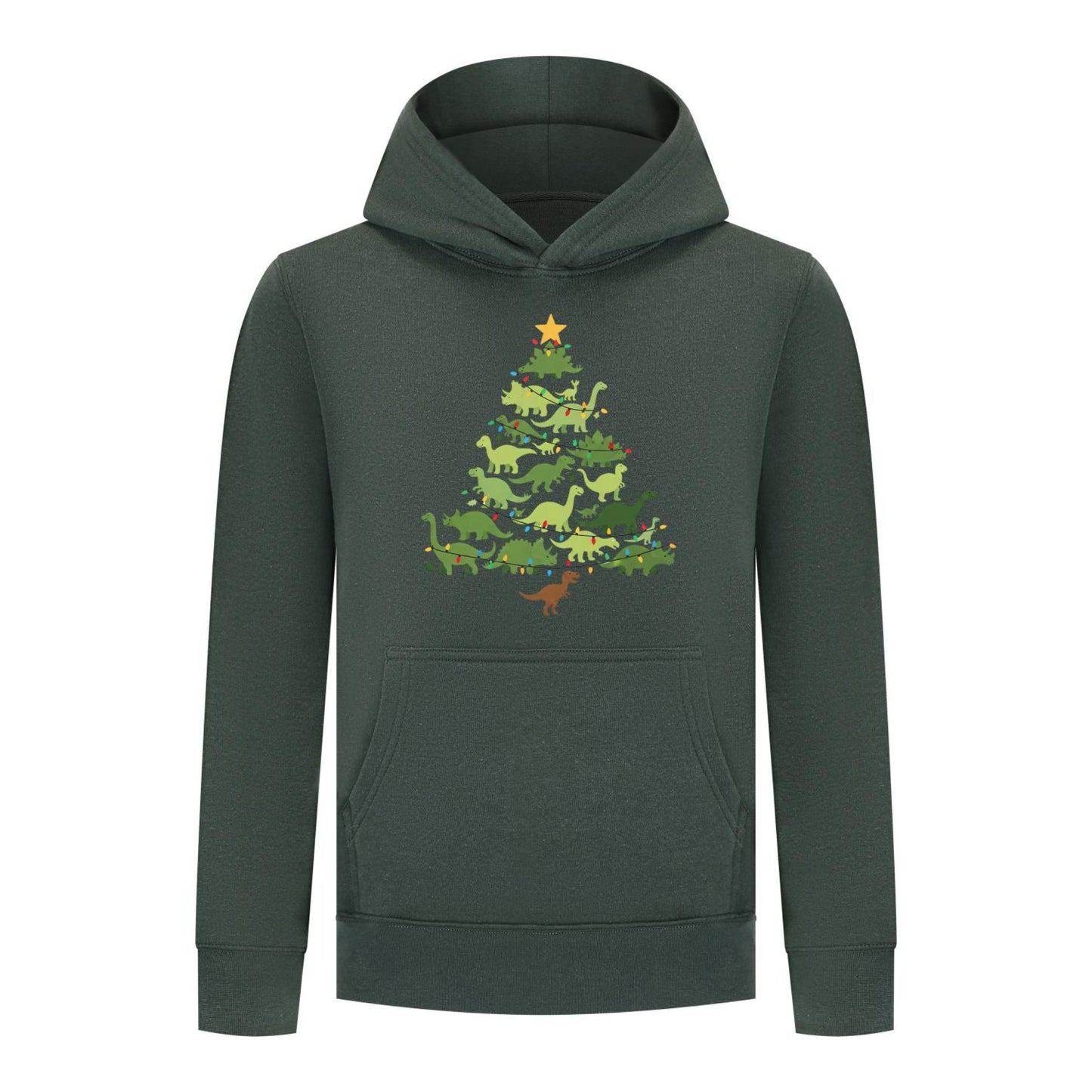 Everyday Kids Christmas Collection Dinosaur Tree Boys Pullover Hoodie – Holiday Sweatshirt