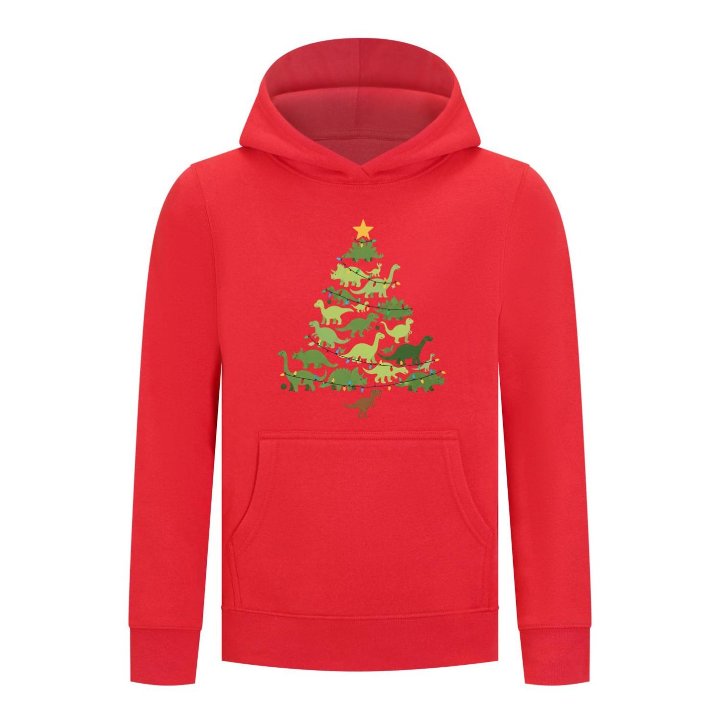 Everyday Kids Christmas Collection Dinosaur Tree Boys Pullover Hoodie – Holiday Sweatshirt