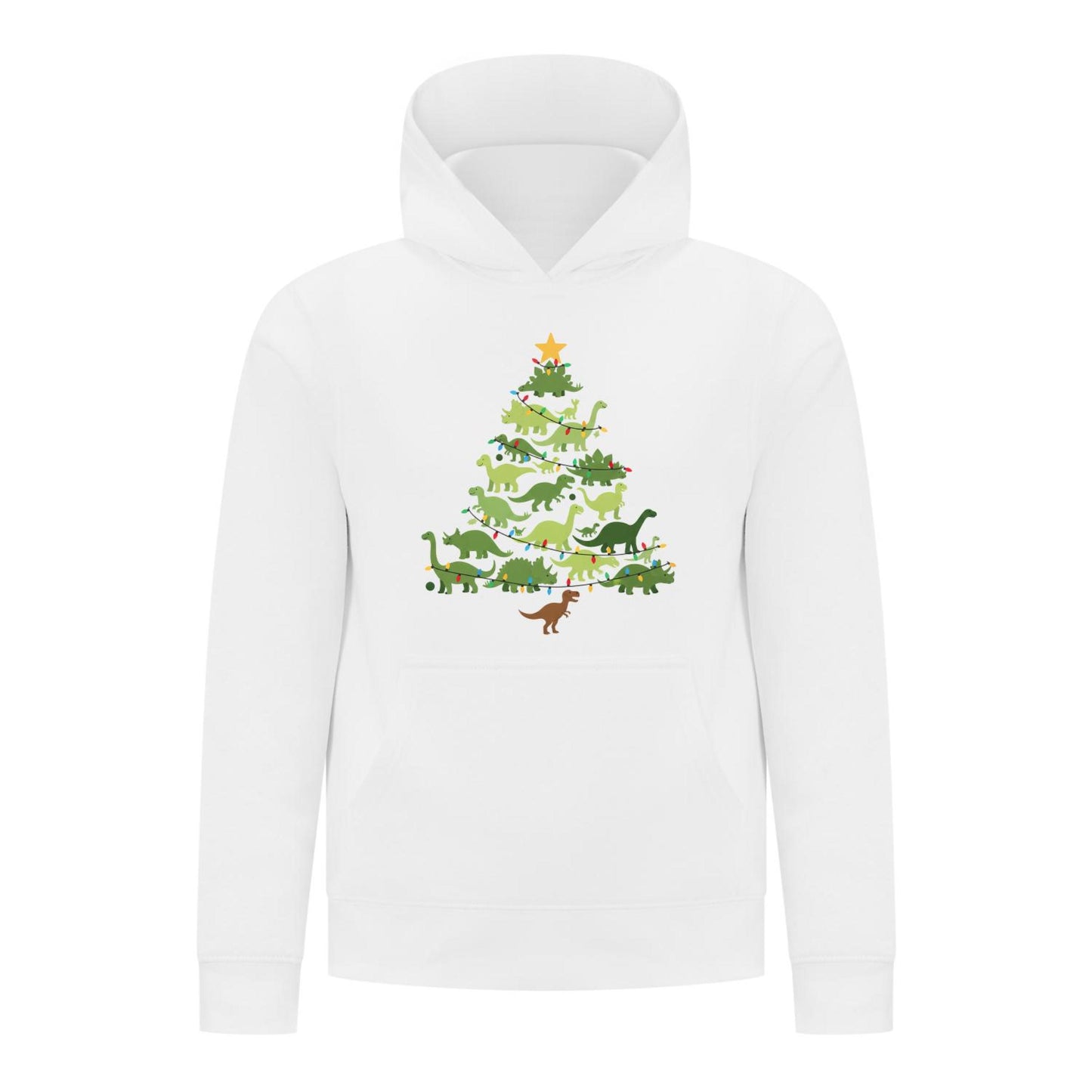 Everyday Kids Christmas Collection Dinosaur Tree Boys Pullover Hoodie – Holiday Sweatshirt