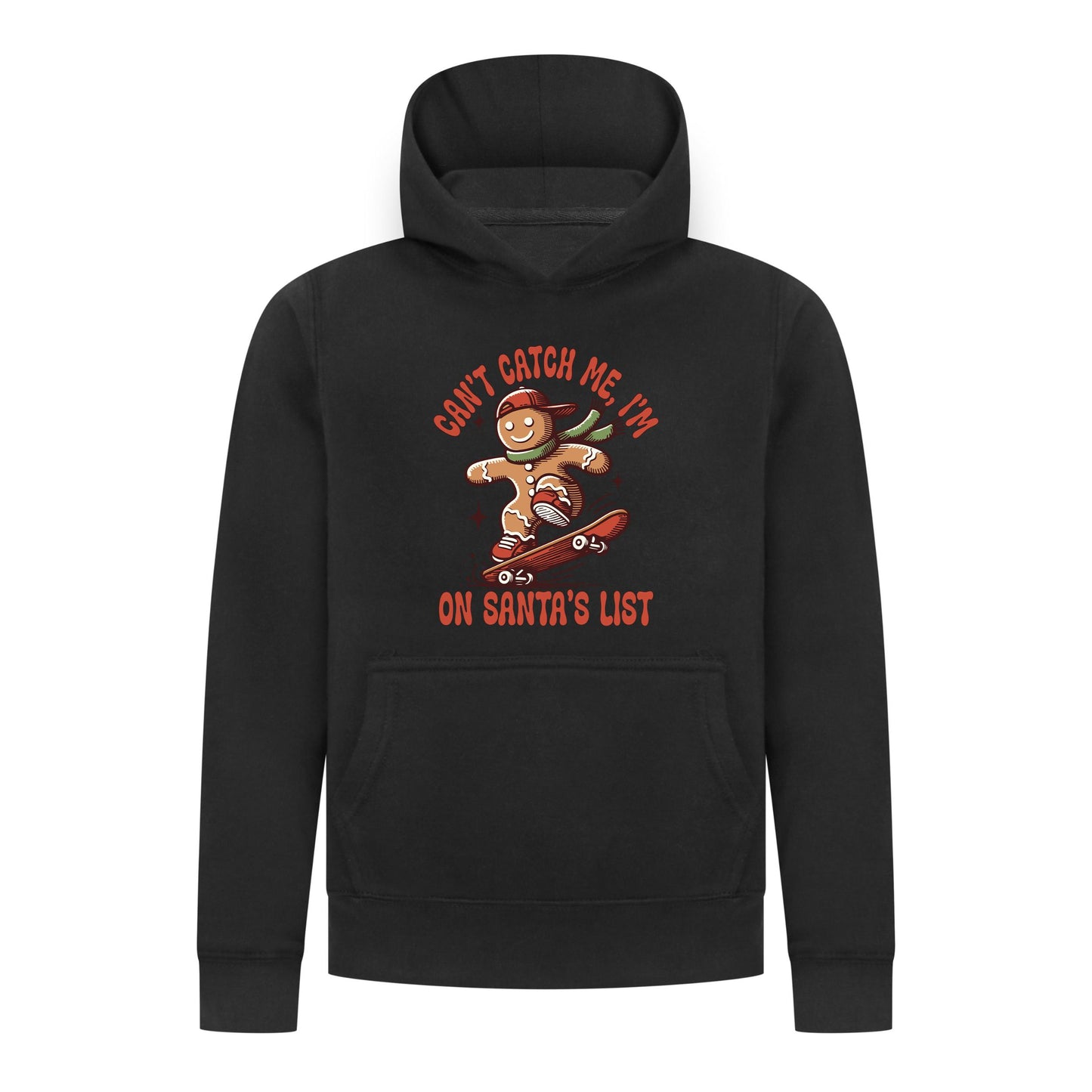 Everyday Kids Christmas Collection Gingerbread Skateboard Boys Pullover Hoodie – Holiday Sweatshirt - Black