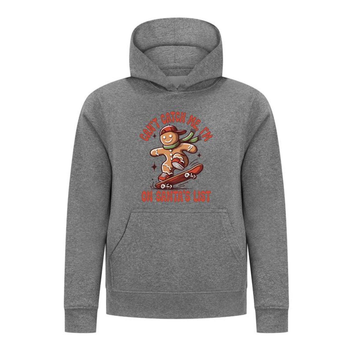Everyday Kids Christmas Collection Gingerbread Skateboard Boys Pullover Hoodie – Holiday Sweatshirt - Charcoal Gray