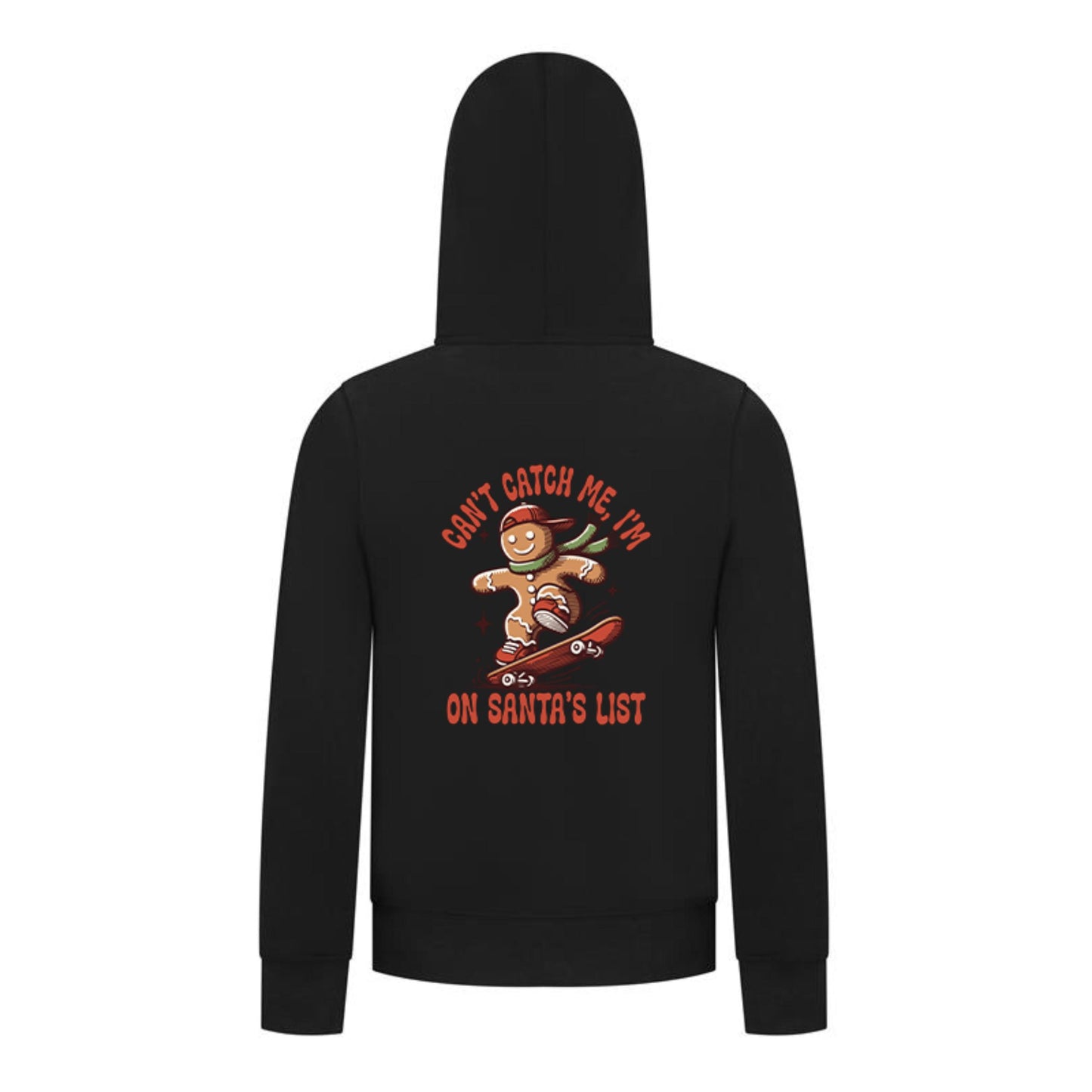 Everyday Kids Christmas Collection Gingerbread Skateboard Boys Zip Up Hoodie – Holiday Sweatshirt - Black