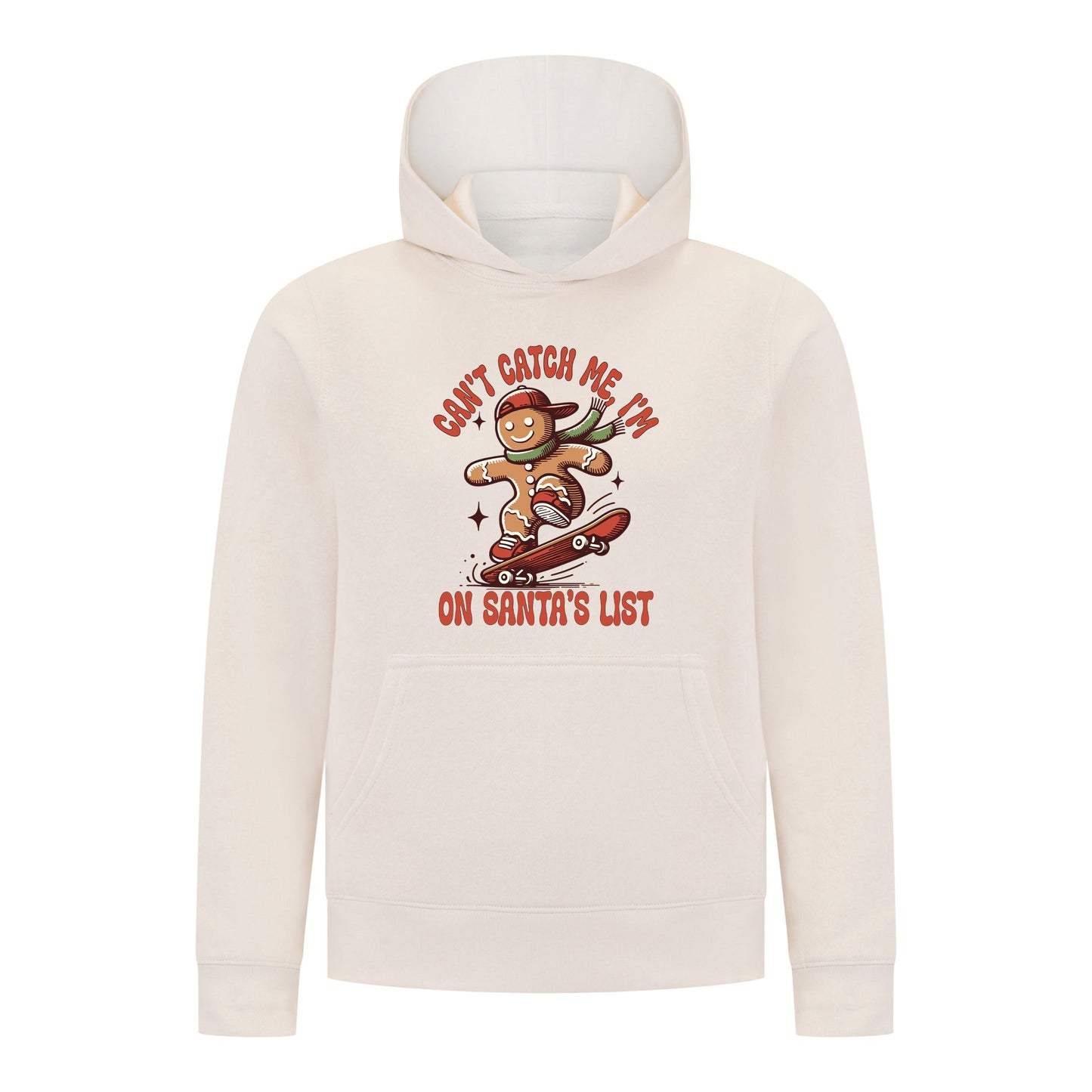 Everyday Kids Christmas Collection Gingerbread Skateboard Boys Pullover Hoodie – Holiday Sweatshirt - Off White