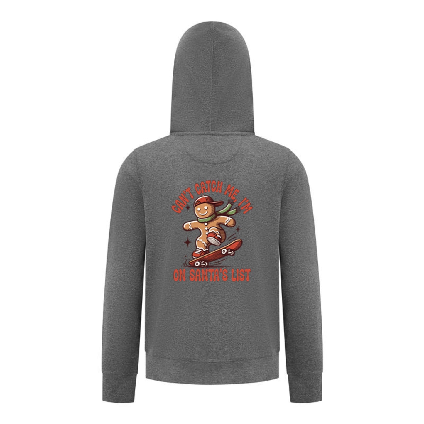 Everyday Kids Christmas Collection Gingerbread Skateboard Boys Zip Up Hoodie – Holiday Sweatshirt -Charcoal Gray