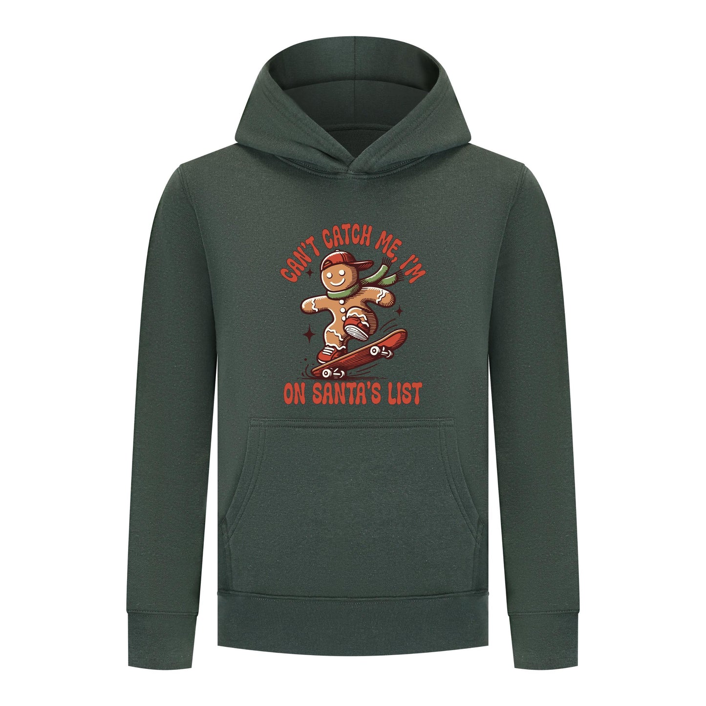 Everyday Kids Christmas Collection Gingerbread Skateboard Boys Pullover Hoodie – Holiday Sweatshirt - Green
