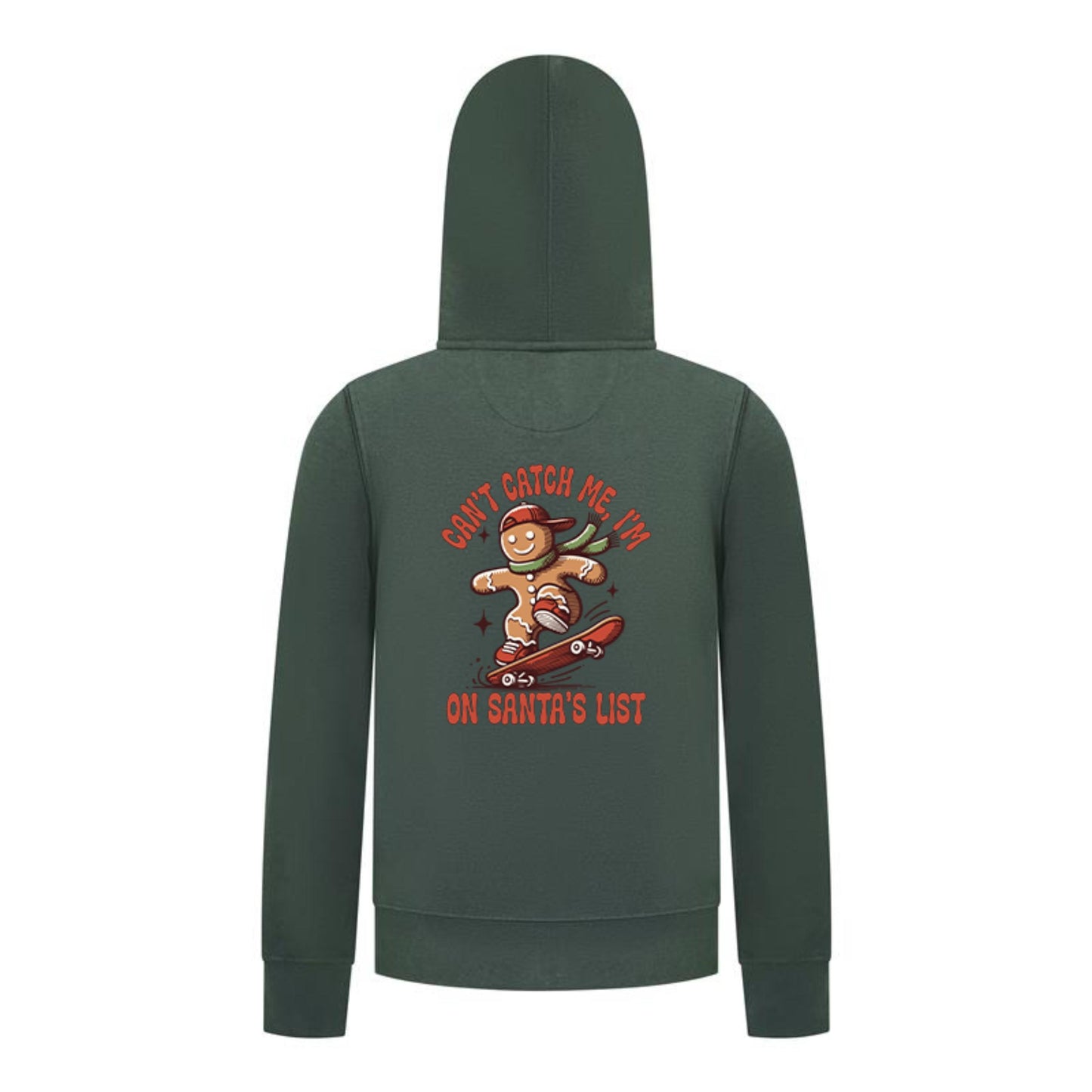 Everyday Kids Christmas Collection Gingerbread Skateboard Boys Zip Up Hoodie – Holiday Sweatshirt -Green