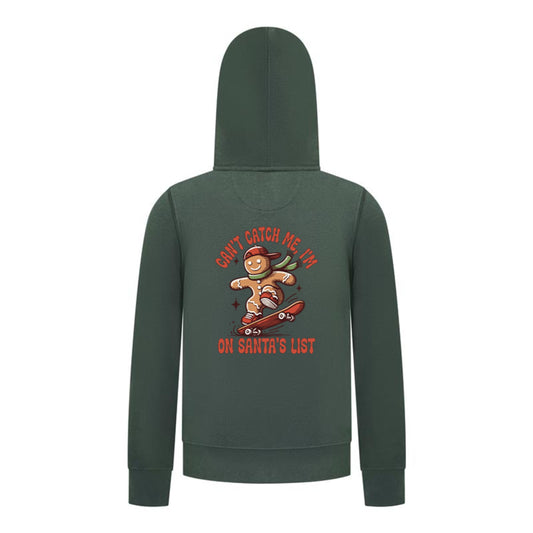 Everyday Kids Christmas Collection Gingerbread Skateboard Boys Zip Up Hoodie – Holiday Sweatshirt -Green
