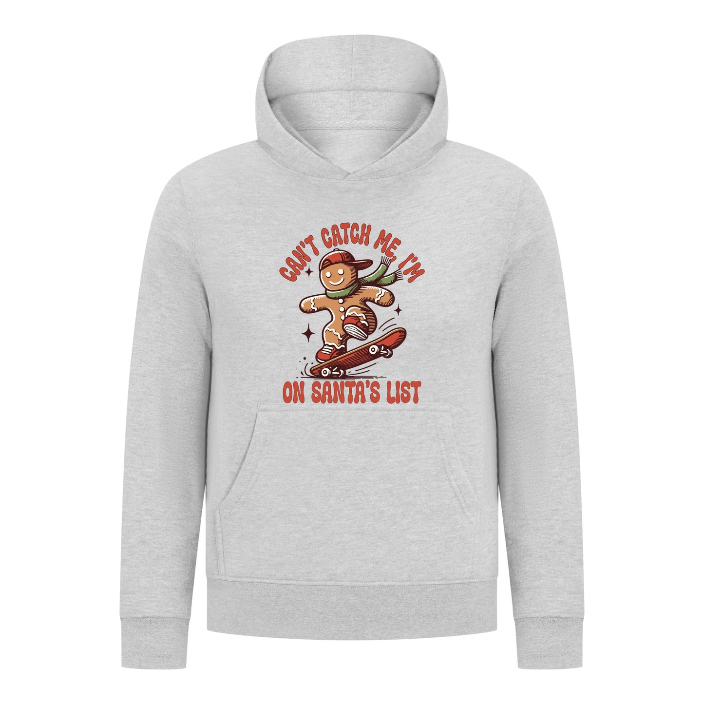 Everyday Kids Christmas Collection Gingerbread Skateboard Boys Pullover Hoodie – Holiday Sweatshirt - Heather Gray