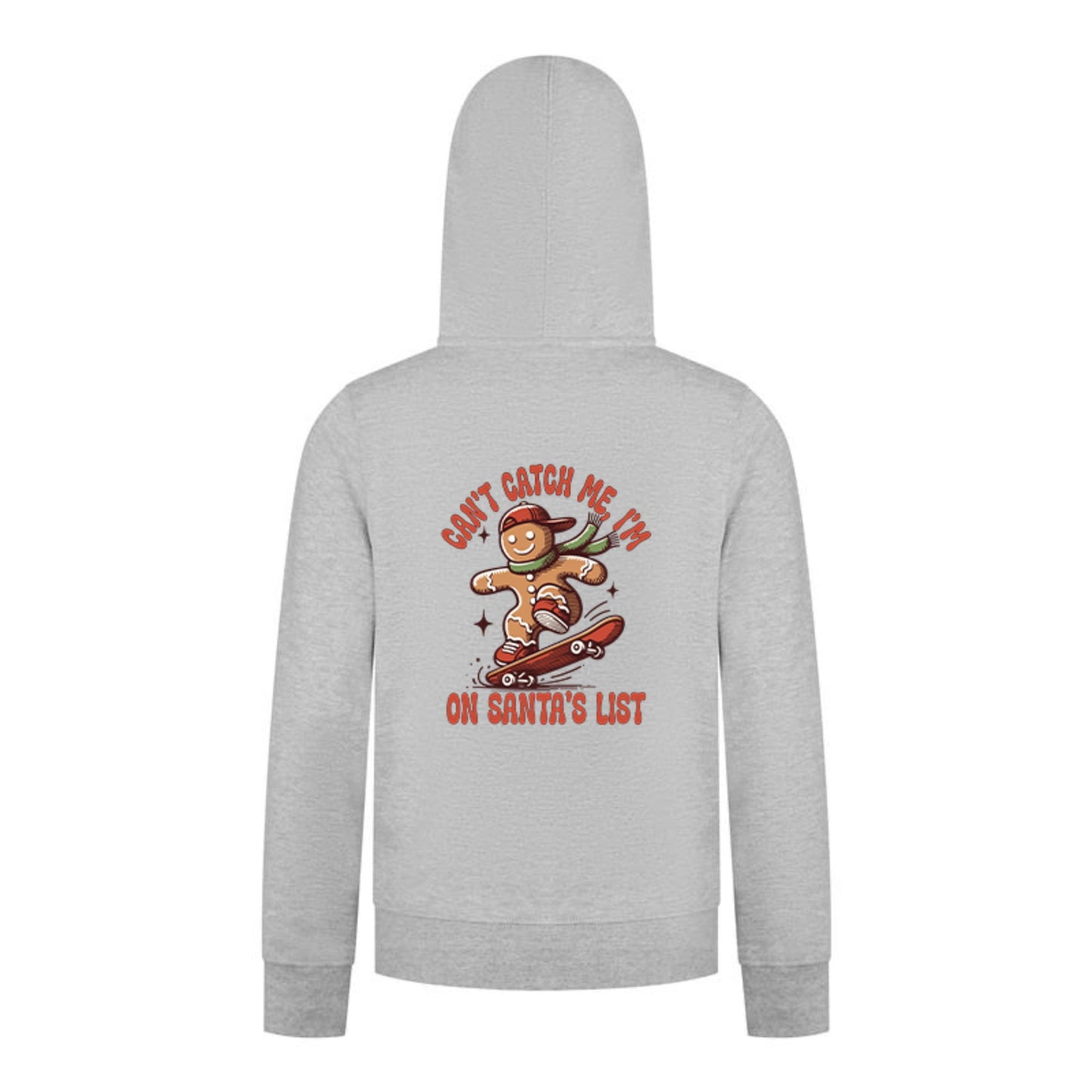 Everyday Kids Christmas Collection Gingerbread Skateboard Boys Zip Up Hoodie – Holiday Sweatshirt -Heather Gray