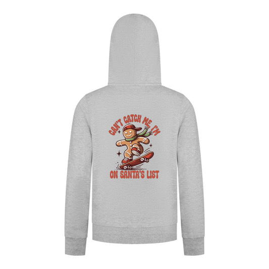 Everyday Kids Christmas Collection Gingerbread Skateboard Boys Zip Up Hoodie – Holiday Sweatshirt -Heather Gray