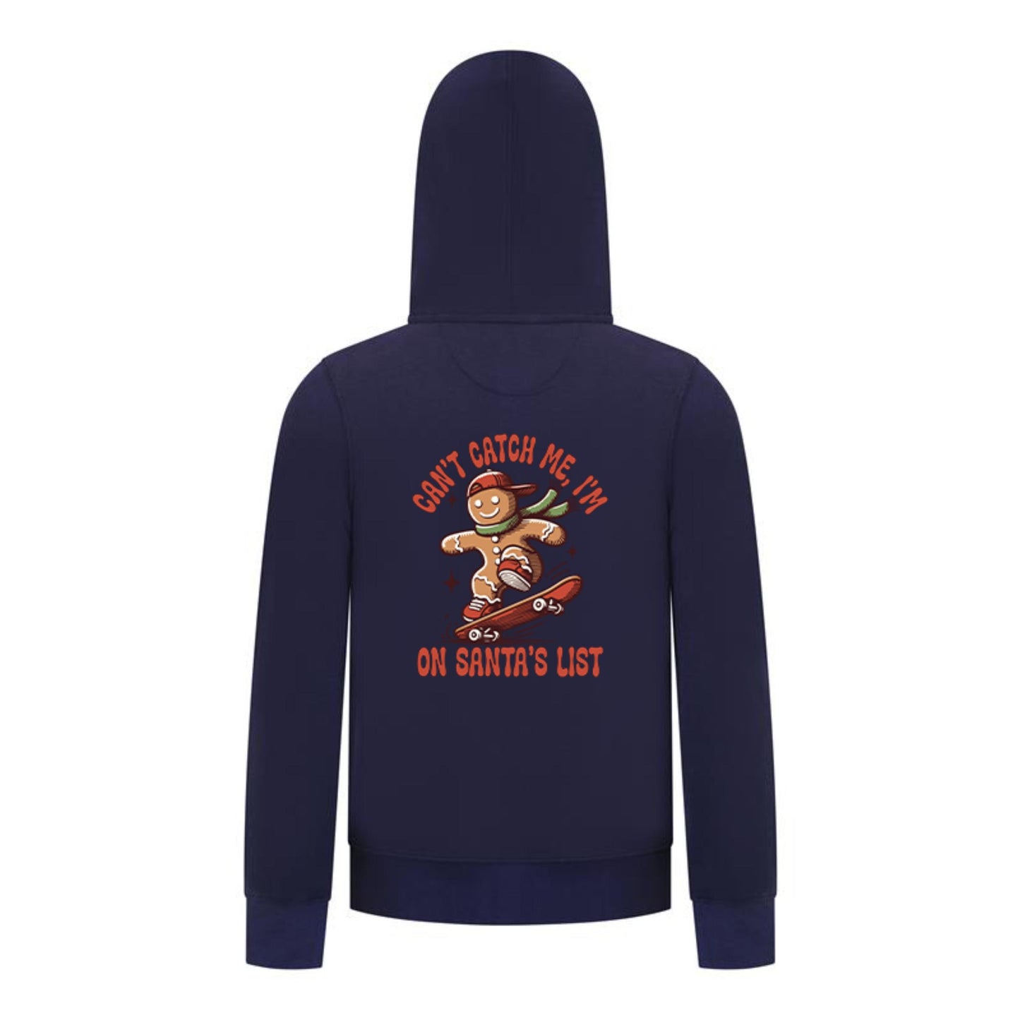Everyday Kids Christmas Collection Gingerbread Skateboard Boys Zip Up Hoodie – Holiday Sweatshirt - Navy