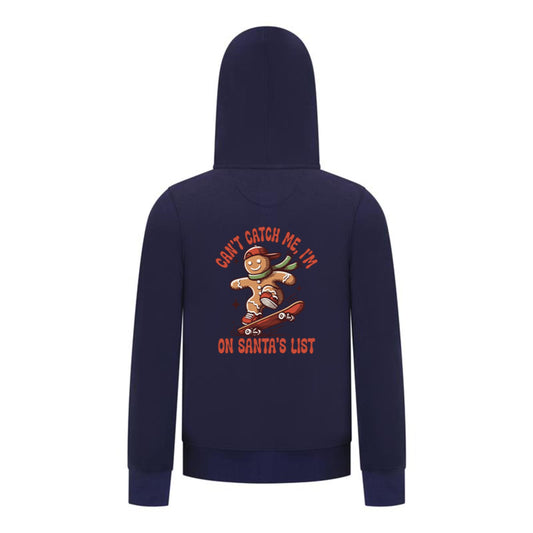 Everyday Kids Christmas Collection Gingerbread Skateboard Boys Zip Up Hoodie – Holiday Sweatshirt - Navy
