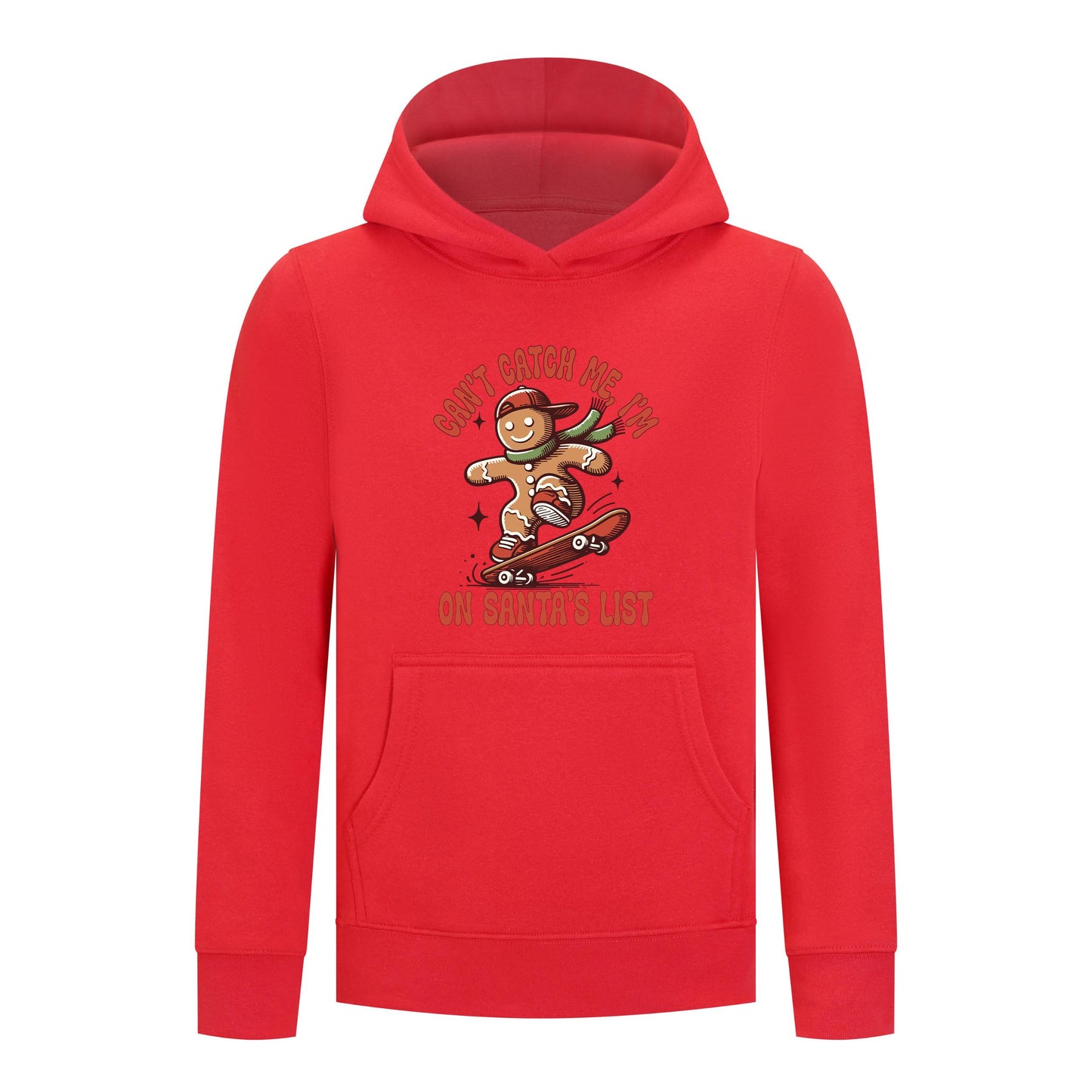 Everyday Kids Christmas Collection Gingerbread Skateboard Boys Pullover Hoodie – Holiday Sweatshirt - Red