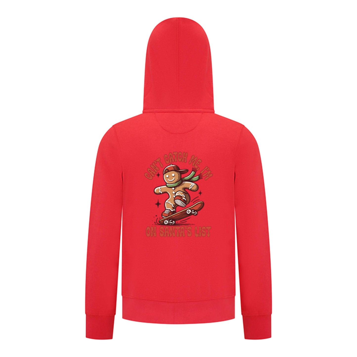 Everyday Kids Christmas Collection Gingerbread Skateboard Boys Zip Up Hoodie – Holiday Sweatshirt -Red