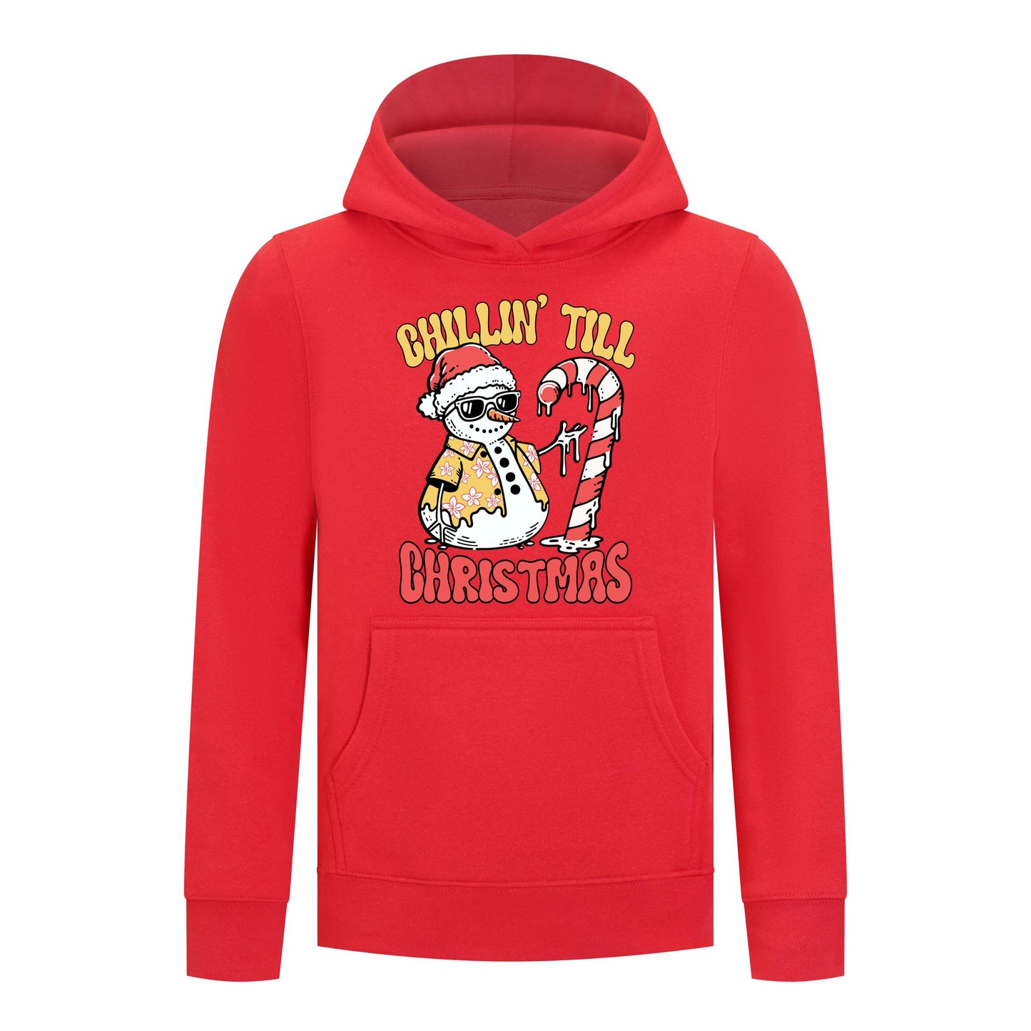 Everyday Kids Christmas Collection Chillin’ Till Christmas Boys Pullover Hoodie – Holiday Sweatshirt - Red