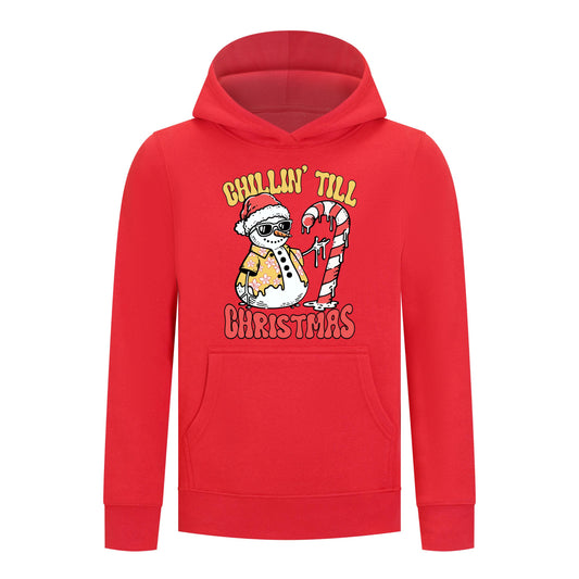 Everyday Kids Christmas Collection Chillin’ Till Christmas Boys Pullover Hoodie – Holiday Sweatshirt - Red