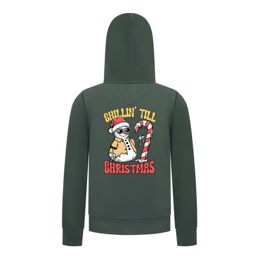 Everyday Kids Christmas Collection Chillin’ Till Christmas Boys Zip Up Hoodie – Holiday Sweatshirt - Green