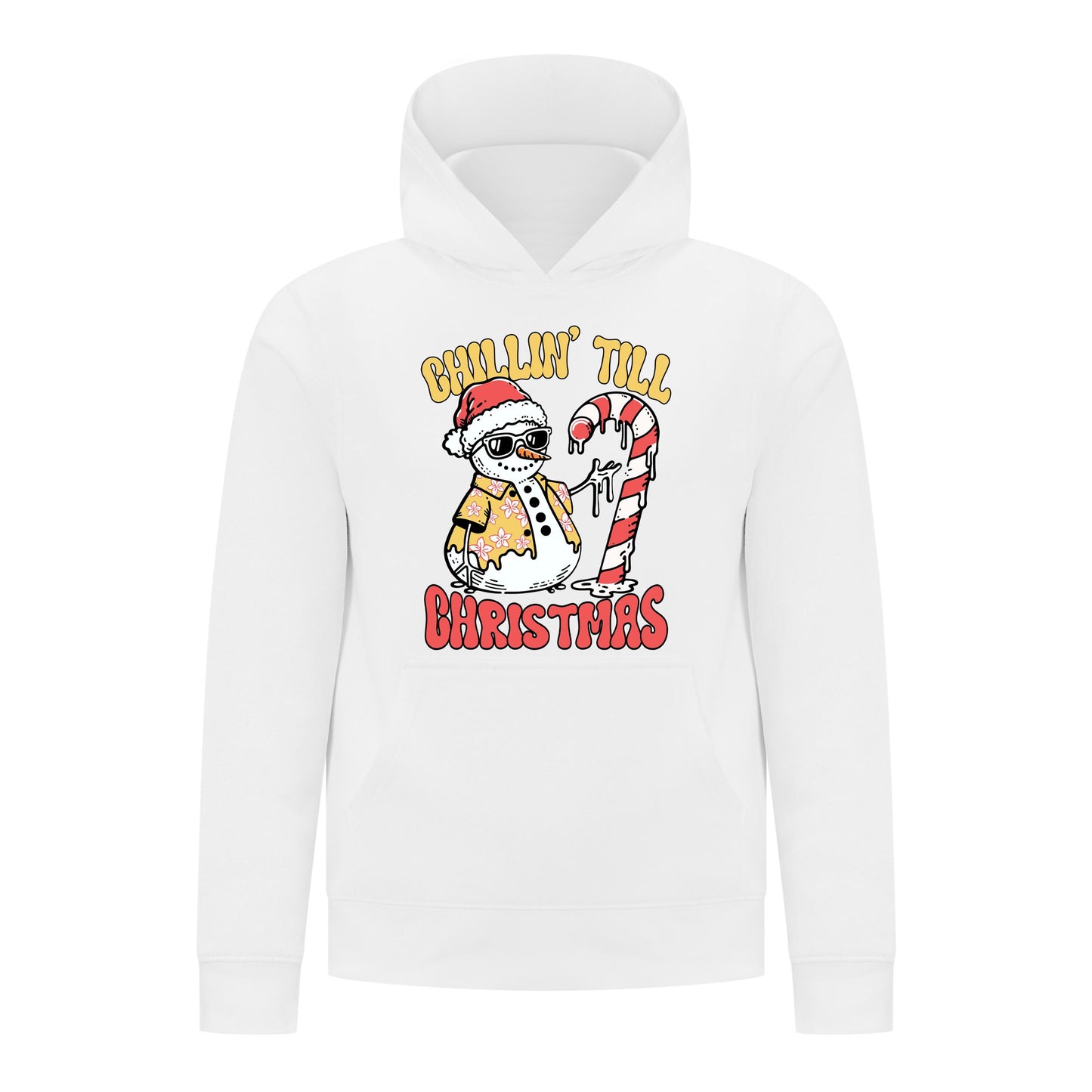 Everyday Kids Christmas Collection Chillin’ Till Christmas Boys Pullover Hoodie – Holiday Sweatshirt - White