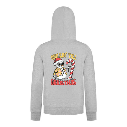Everyday Kids Christmas Collection Chillin’ Till Christmas Boys Zip Up Hoodie – Holiday Sweatshirt - Heather Gray