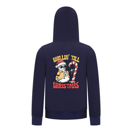 Everyday Kids Christmas Collection Chillin’ Till Christmas Boys Zip Up Hoodie – Holiday Sweatshirt - Navy